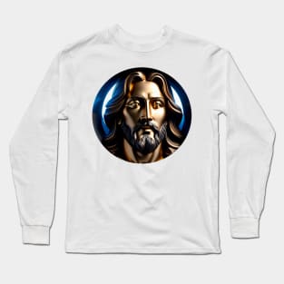 The face of Jesus in golden sculpture  style Long Sleeve T-Shirt